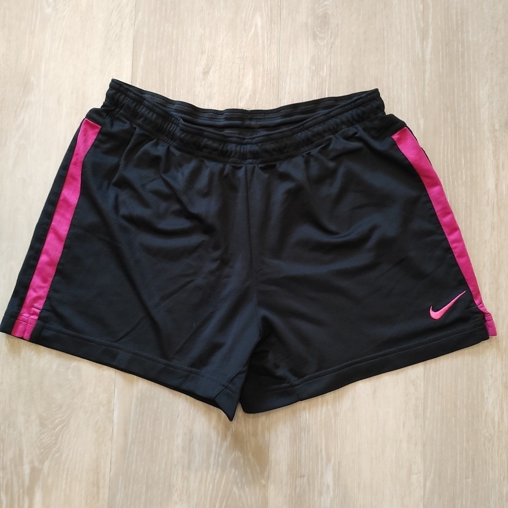 Nike Dri-Fit Running Training Shorts Black Pink Women's Sz Medium‎ Grip Waist